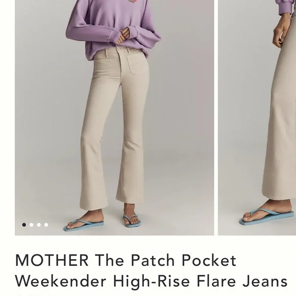MOTHER The Patch Pocket High-Rise Flare Jeans in Cream - Picture 1 of 12